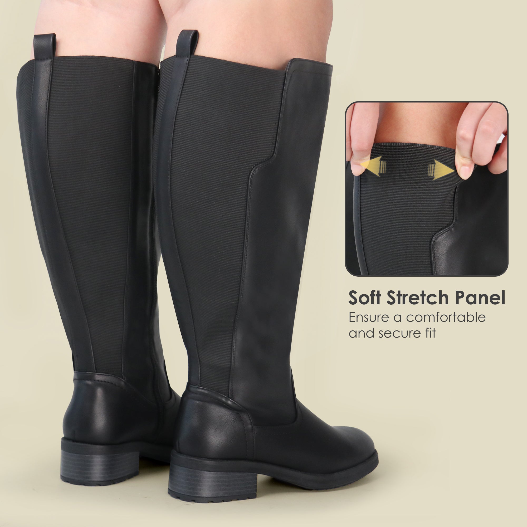 Extra Wide Calf Stretch Panel Riding Boots (Learn)