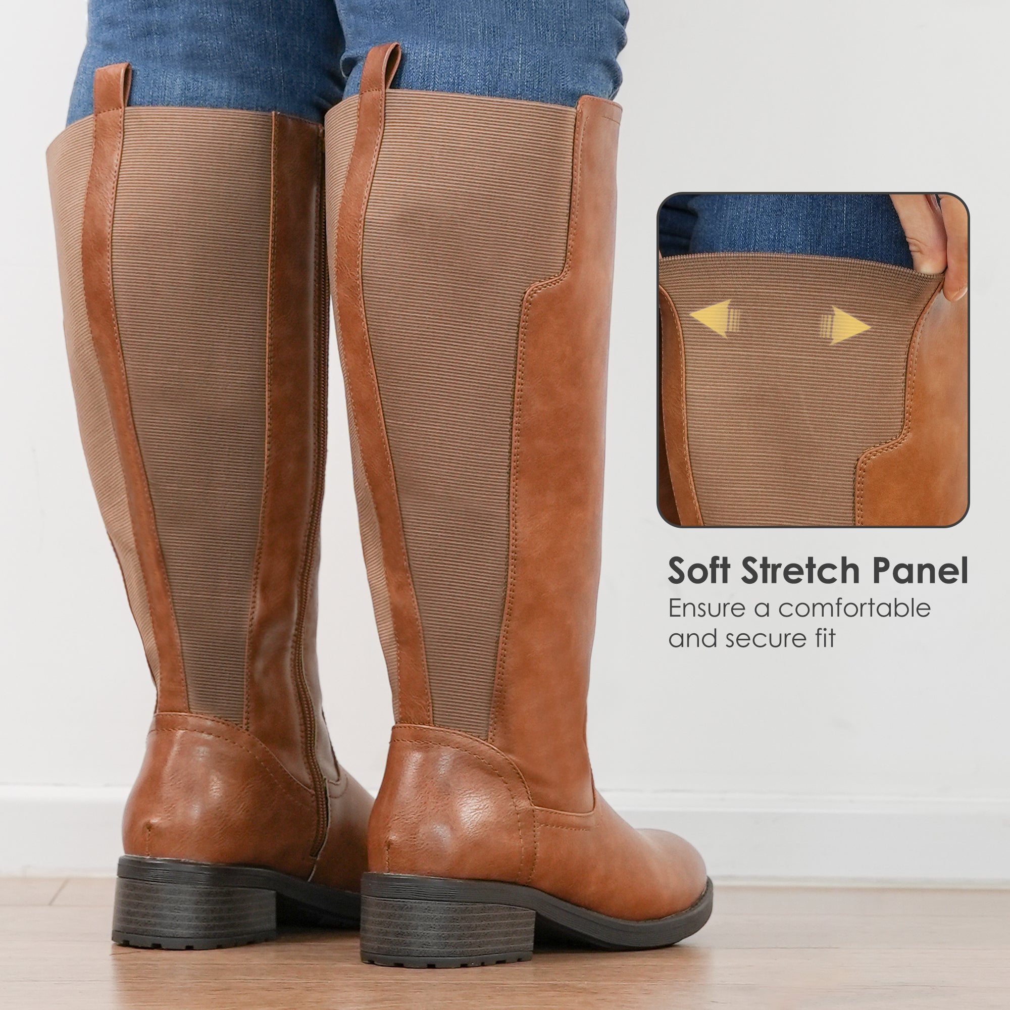 Extra Wide Calf Stretch Panel Riding Boots (Learn)