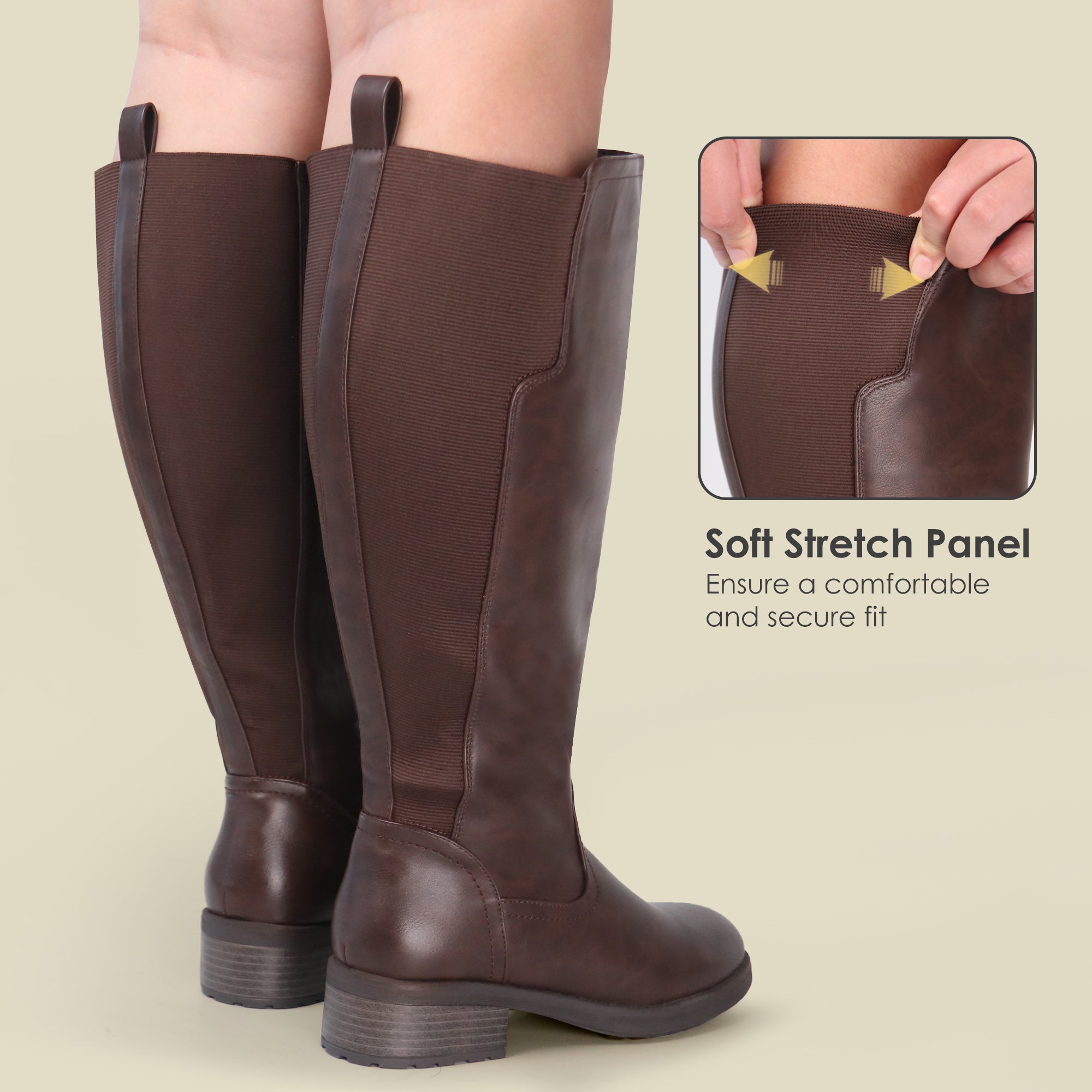 Extra Wide Calf Stretch Panel Riding Boots (Learn)