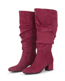 Pull On Slouchy Boots 65 BURGUNDY - Wide Calf with Round Toe