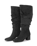 Pull On Slouchy Boots 65 BLACK - Wide Calf with Round Toe