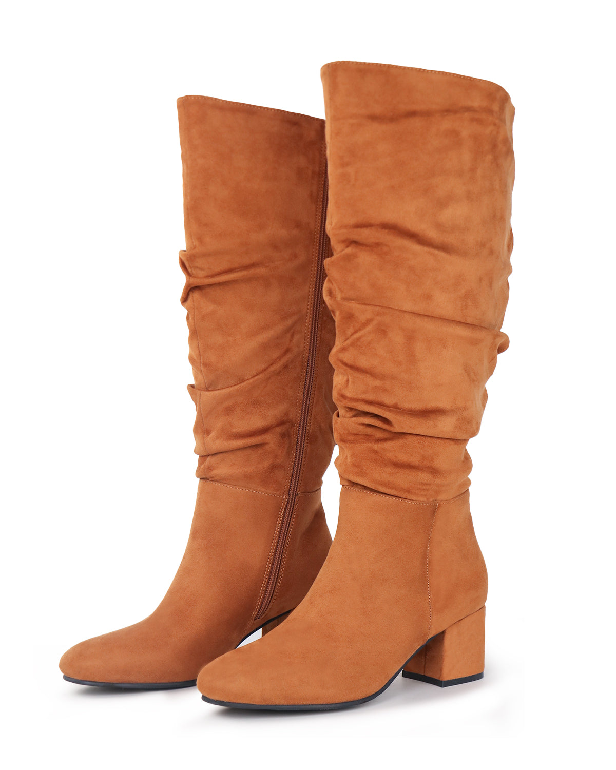 Pull On Slouchy Boots 65 TAN - Wide Calf with Round Toe