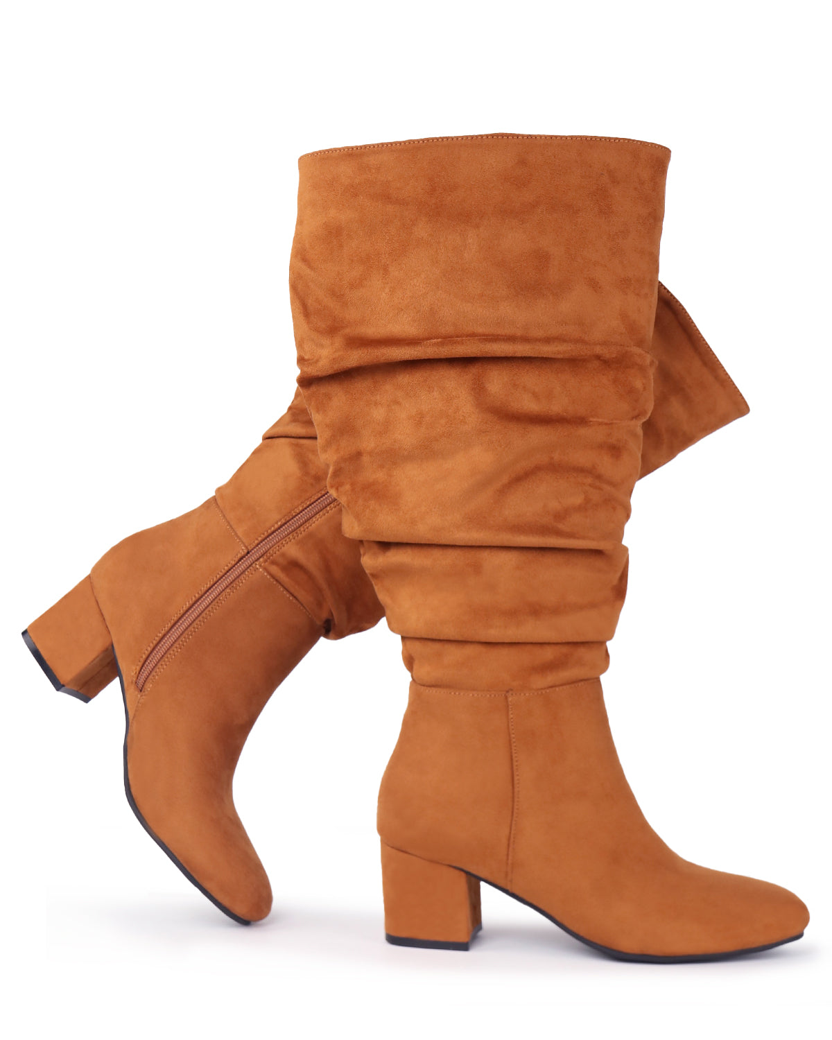 Pull On Slouchy Boots 65 TAN - Wide Calf with Round Toe