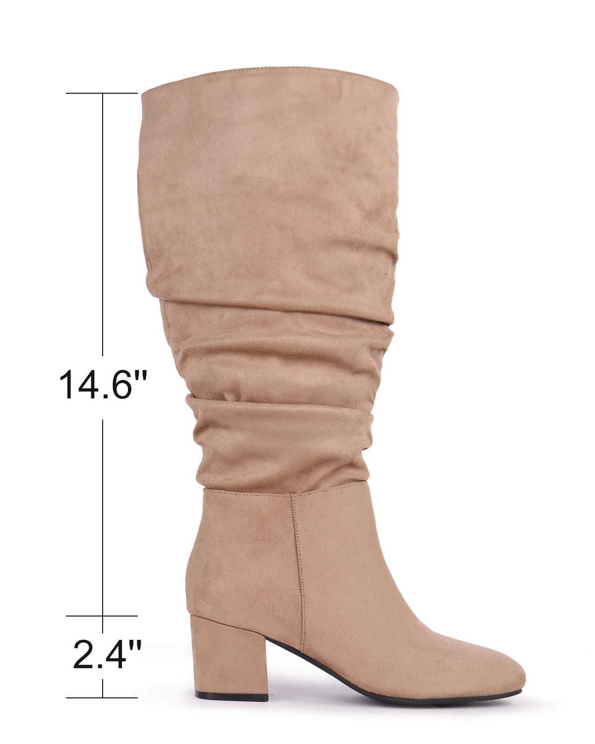 Pull On Slouchy Boots 65 TAUPE - Wide Calf with Round Toe