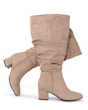 Pull On Slouchy Boots 65 TAUPE - Wide Calf with Round Toe