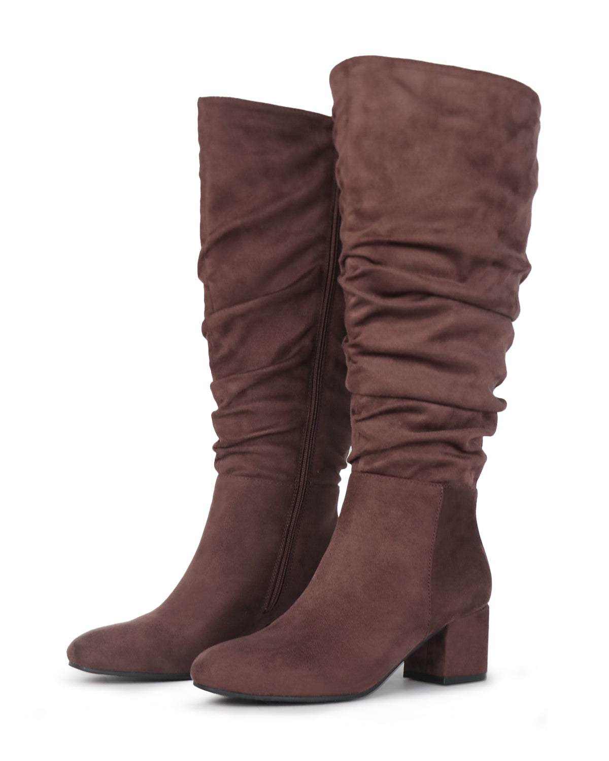 Pull On Slouchy Boots 65 BRWON - Wide Calf with Round Toe