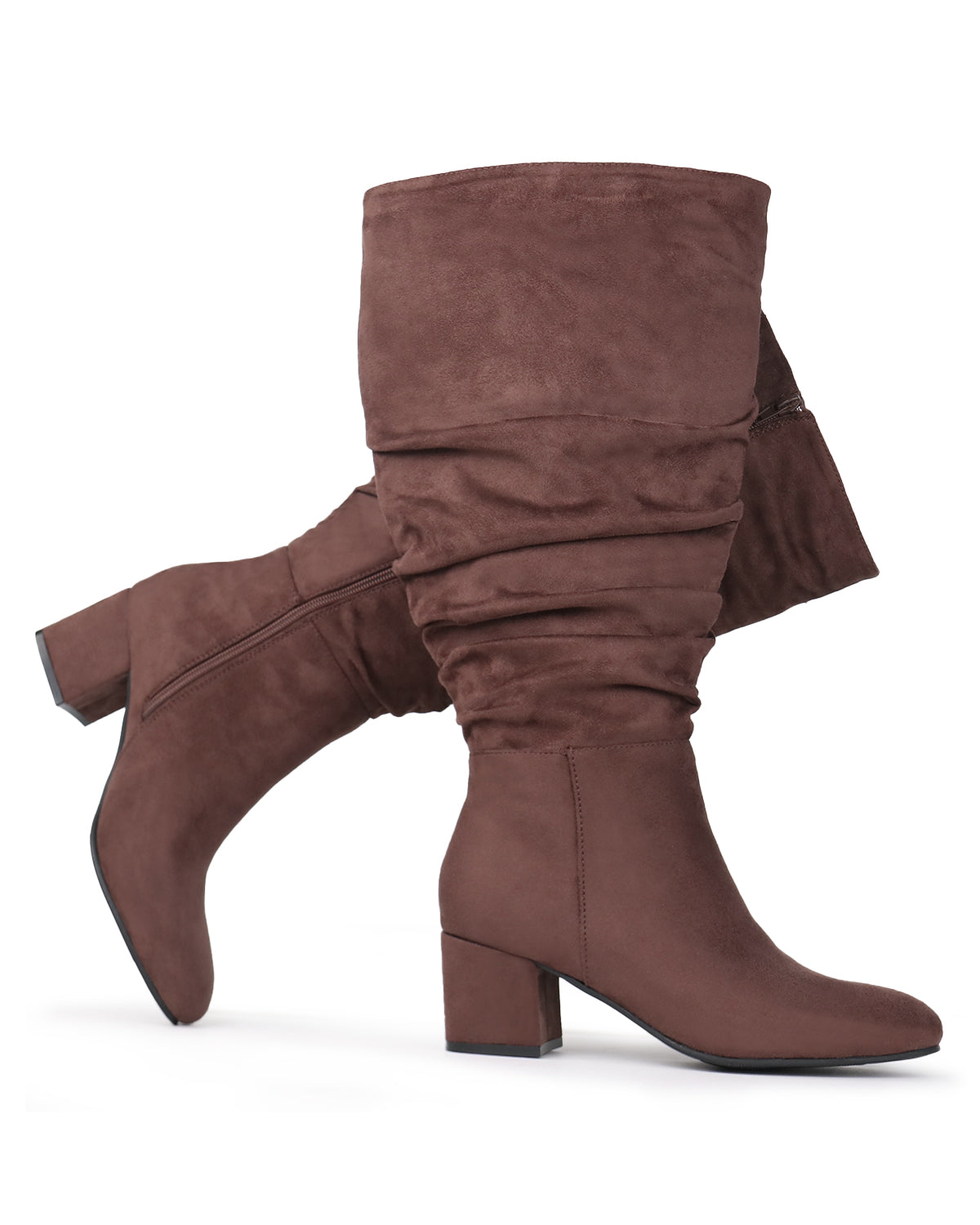 Pull On Slouchy Boots 65 BRWON - Wide Calf with Round Toe