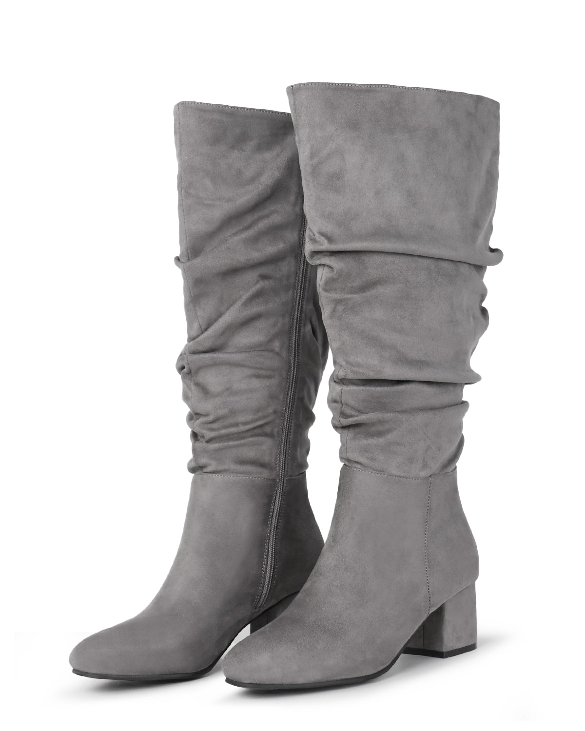 Pull On Slouchy Boots 65 GREY - Wide Calf with Round Toe