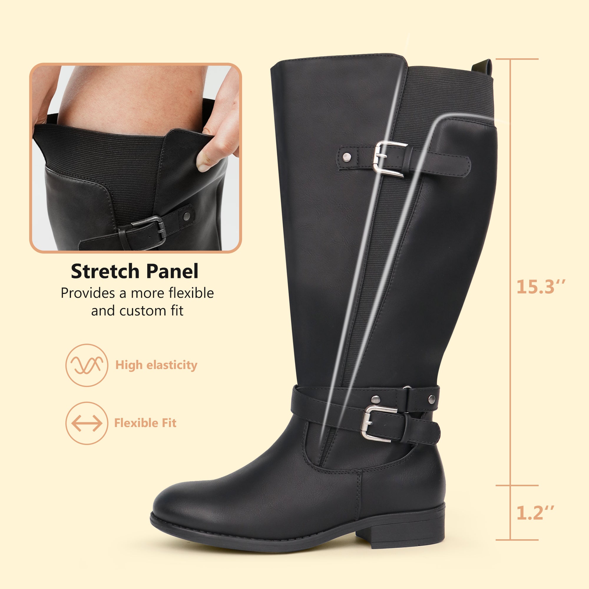 Extra Wide Calf Sleek Riding Boots (Arvillaz)